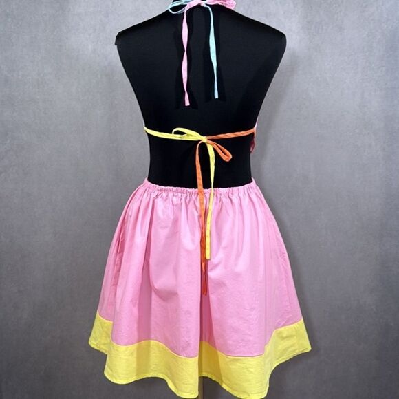 NWOT Colorblock Halter Mini Dress - Picture 4 of 10